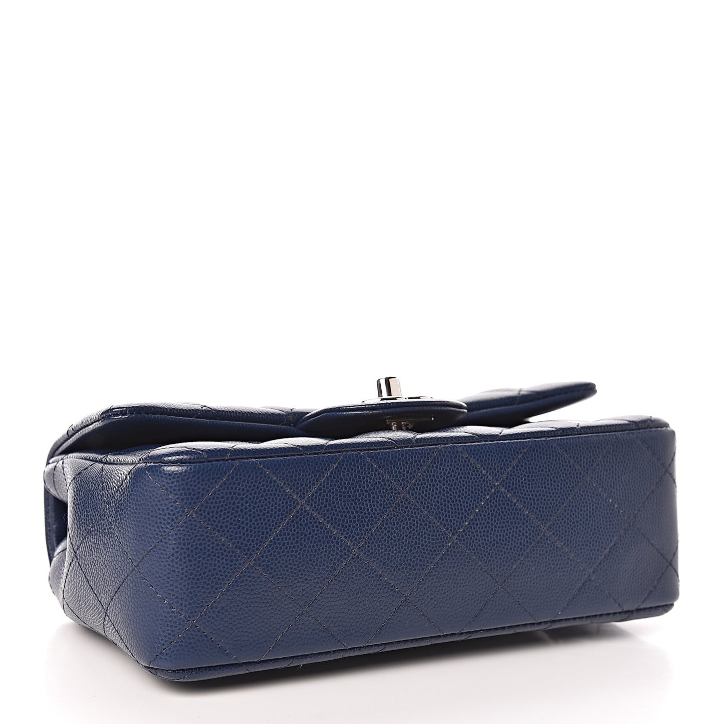Caviar Quilted Mini Rectangular Flap Dark Blue