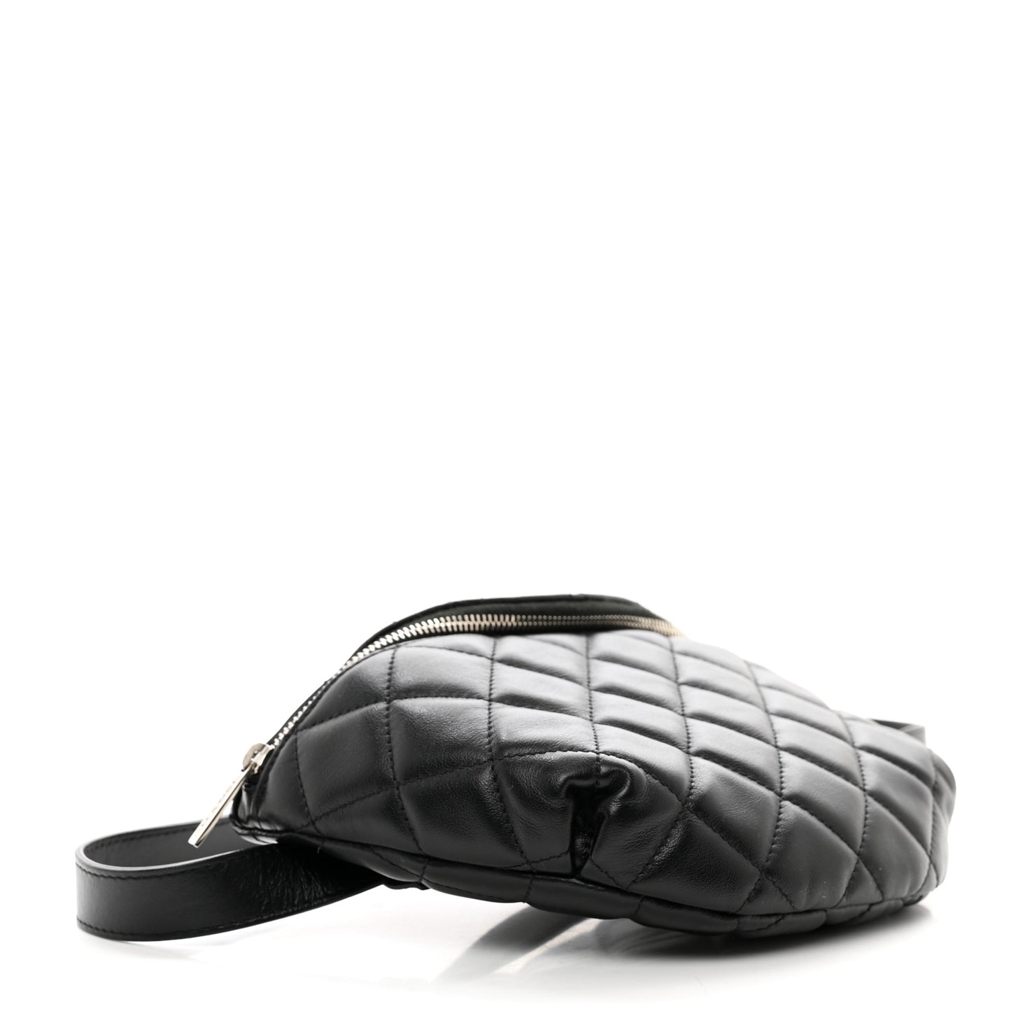 Calfskin Quilted Waist Belt Bag Black