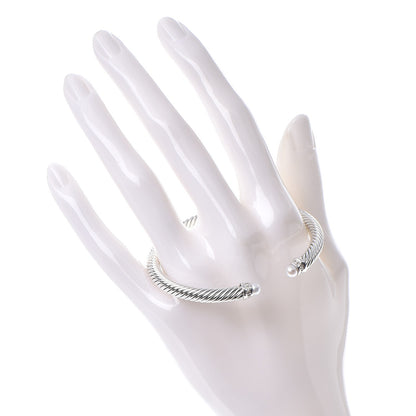 David Yurman Sterling Silver Diamond Pearl 5mm Cable Classics Bracelet 2 of 5
