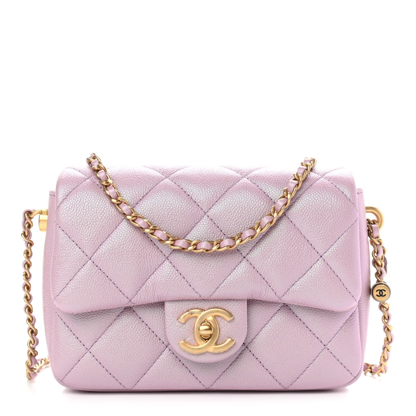 Iridescent Caviar Quilted Mini My Perfect Flap Pink