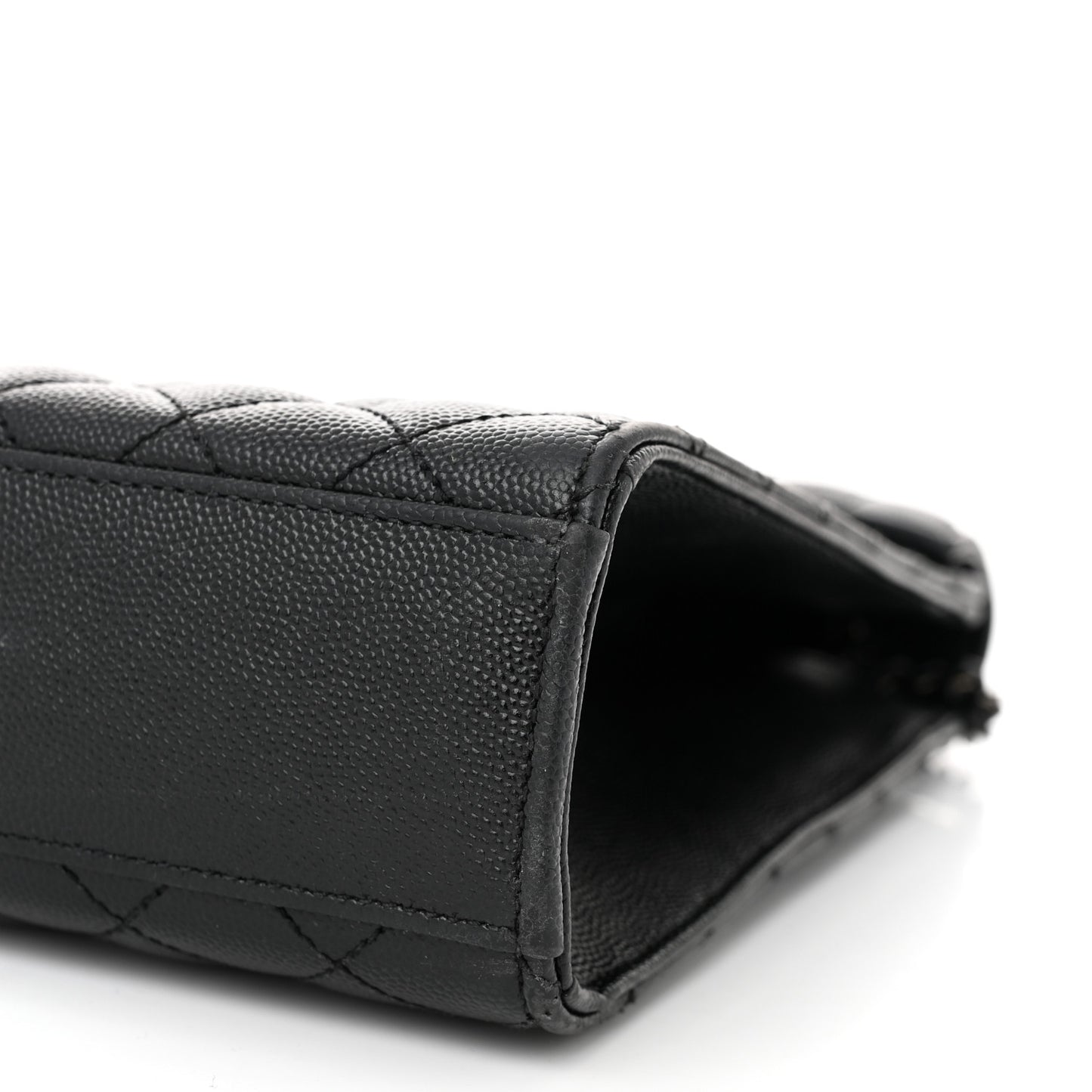 Grain De Poudre Textured Mixed Matelasse Large Triquilt Monogram Monochrome Satchel Black