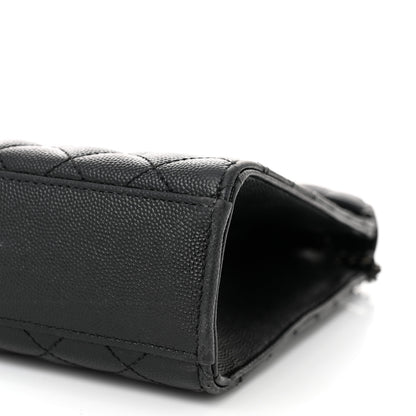 Saint Laurent Grain De Poudre Textured Mixed Matelasse Large Triquilt Monogram Monochrome Satchel Black 10 of 12
