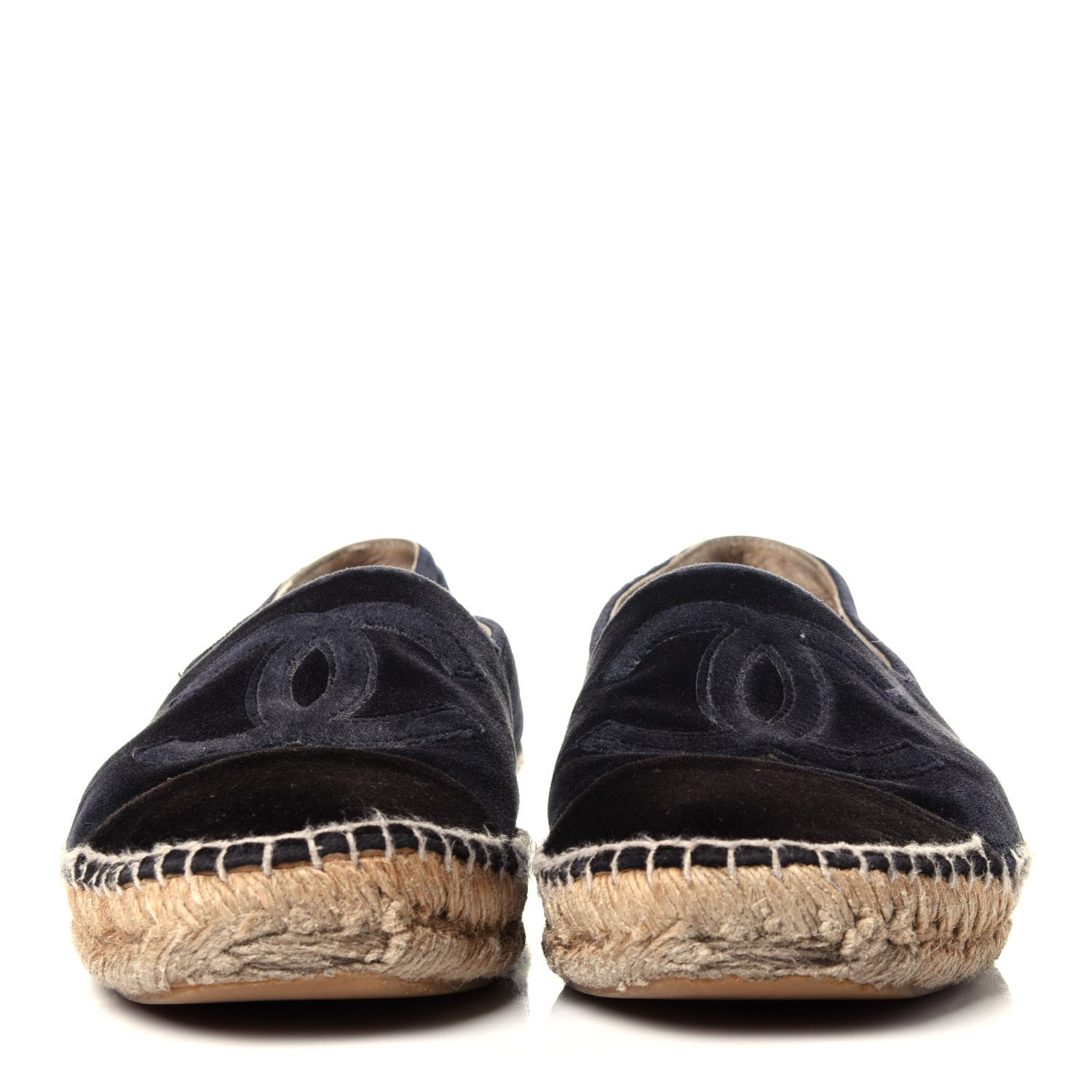 Chanel Velvet CC Espadrilles 39 Dark Navy Black 2 of 15