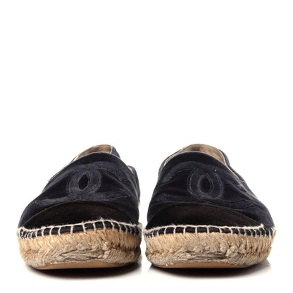 Chanel Velvet CC Espadrilles 39 Dark Navy Black 2 of 15