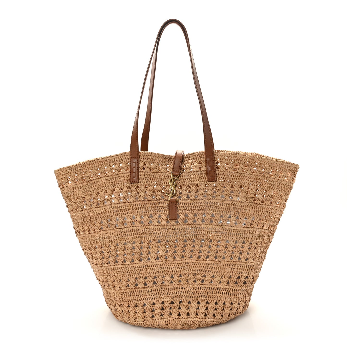Raffia Calfskin Medium Panier Tote Naturel