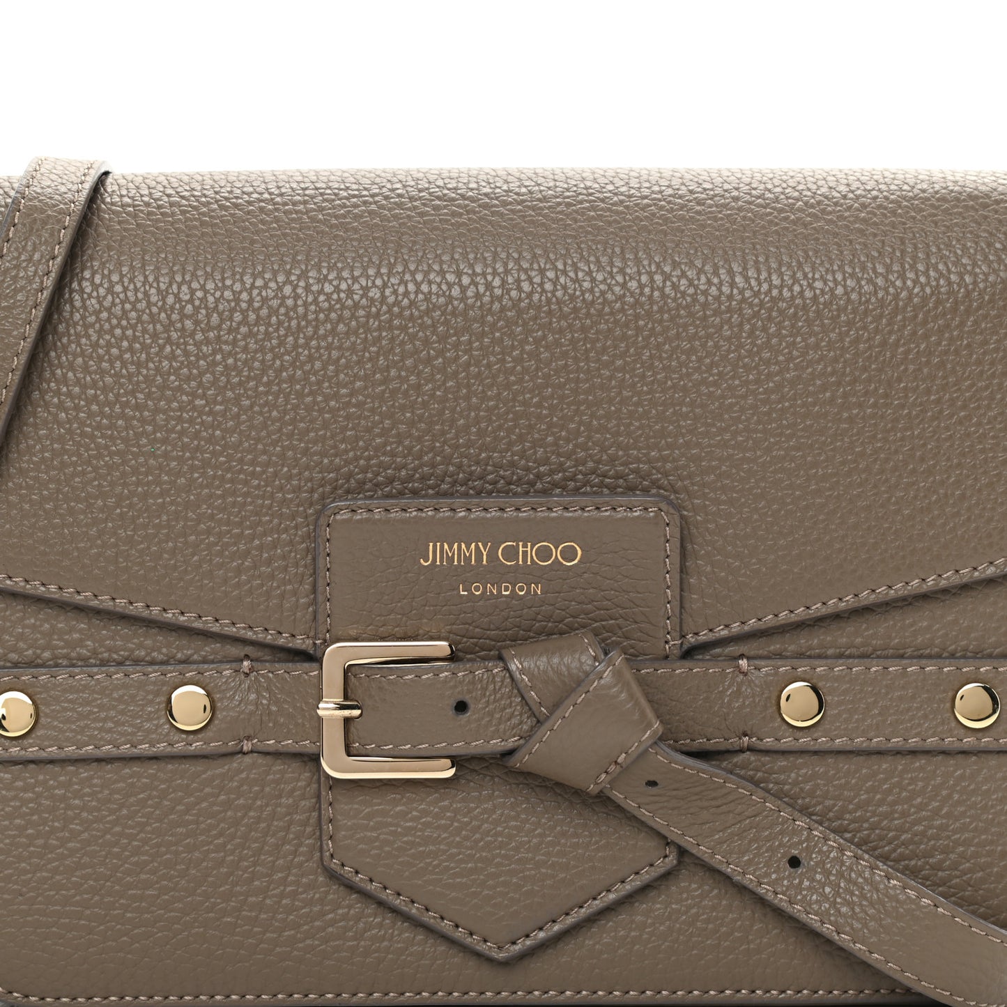 Pebbled Calfskin Studded Shoulder Bag Grey