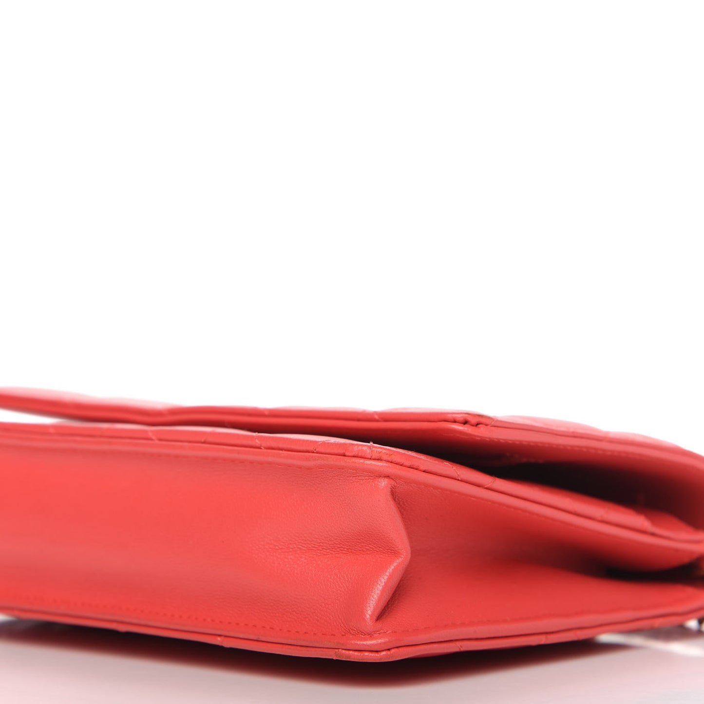 Lambskin Quilted Wallet on Chain WOC Red