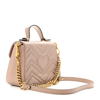 Gucci Calfskin Matelasse Mini GG Marmont Top Handle Shoulder Bag Porcelain Rose 3 of 11