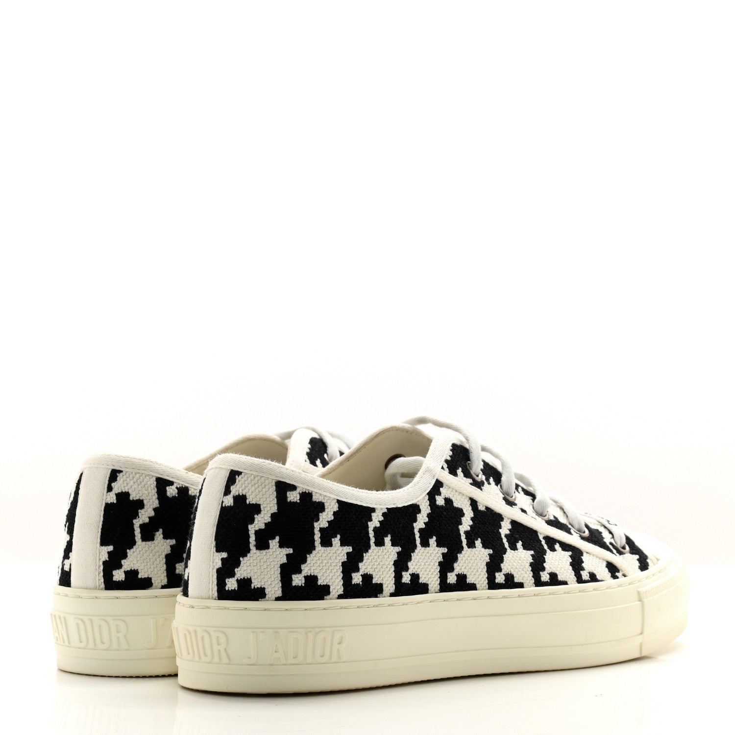 Christian Dior Canvas Macro Houndstooth Embroidered Womens Womens Walk'N'Dior Low Top Sneakers 39.5 White Black 4 of 11