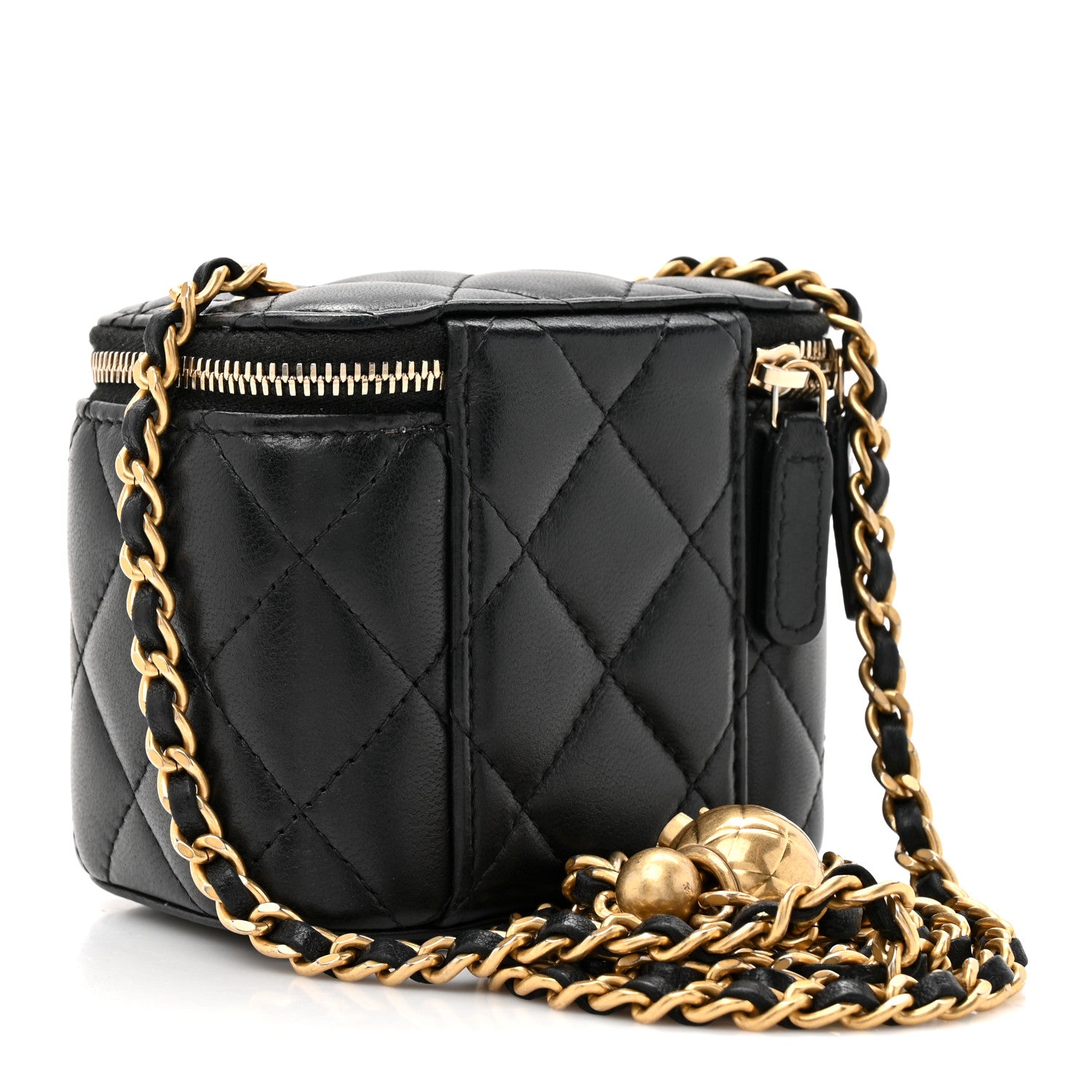 Chanel Lambskin Quilted Mini Pearl Crush Vanity Case With Chain Black 3 of 10