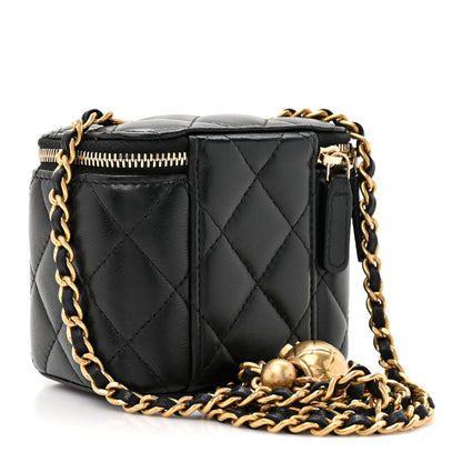 Chanel Lambskin Quilted Mini Pearl Crush Vanity Case With Chain Black 3 of 10