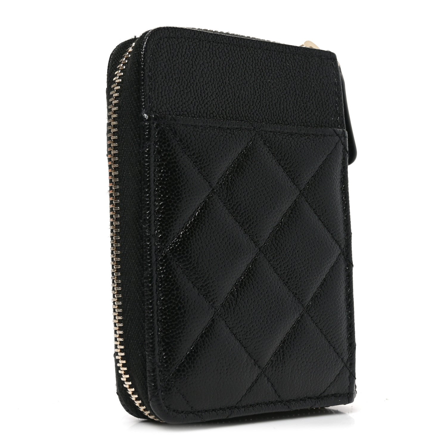 Chanel Caviar Quilted Studded CC Zip Card Holder Black 3 of 8