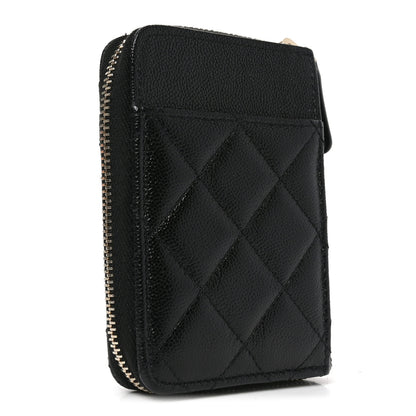 Chanel Caviar Quilted Studded CC Zip Card Holder Black 3 of 8