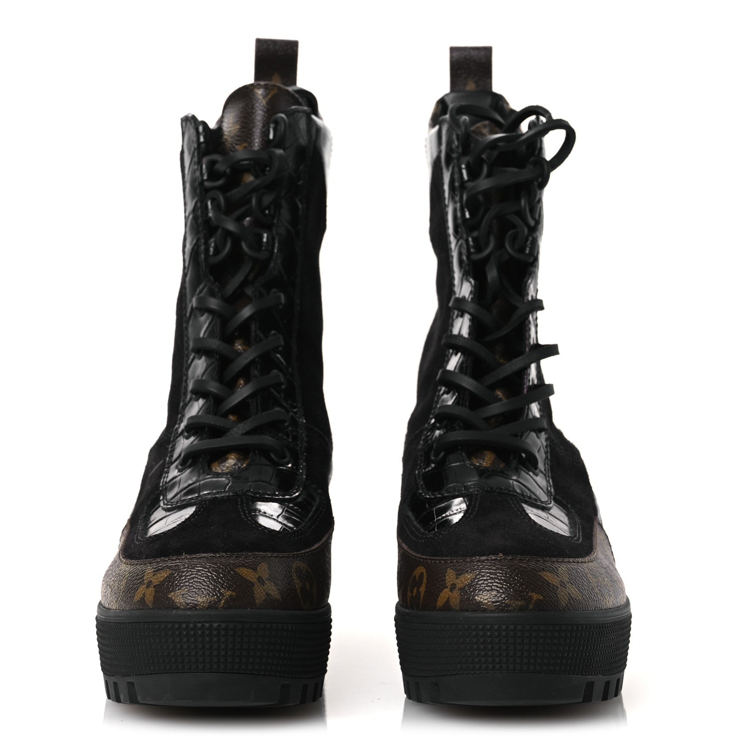 Louis Vuitton Suede Calfskin Monogram Laureate Platform Desert Boots 40 Black 3 of 11