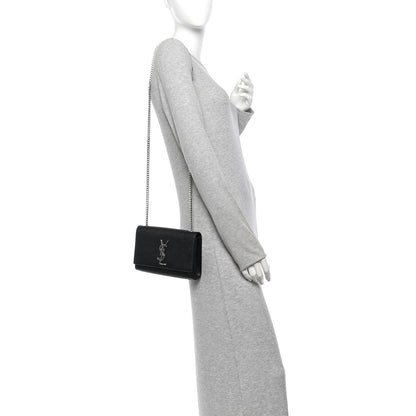 Saint Laurent Grain De Poudre Small Monogram Kate Satchel Black 2 of 11