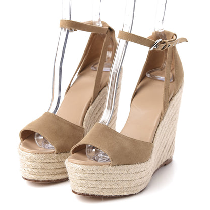Hermes Suede Espadrille Wedge Sandals 37 3 of 8