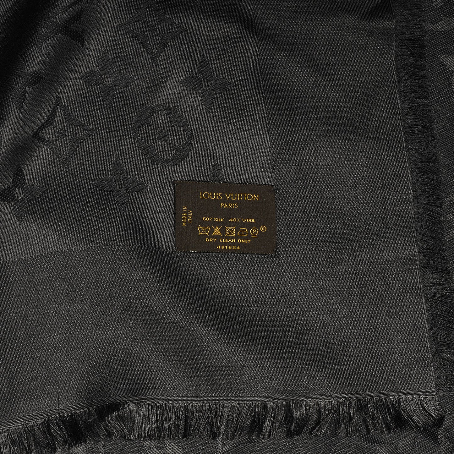 Wool Silk Monogram Shawl Anthracite