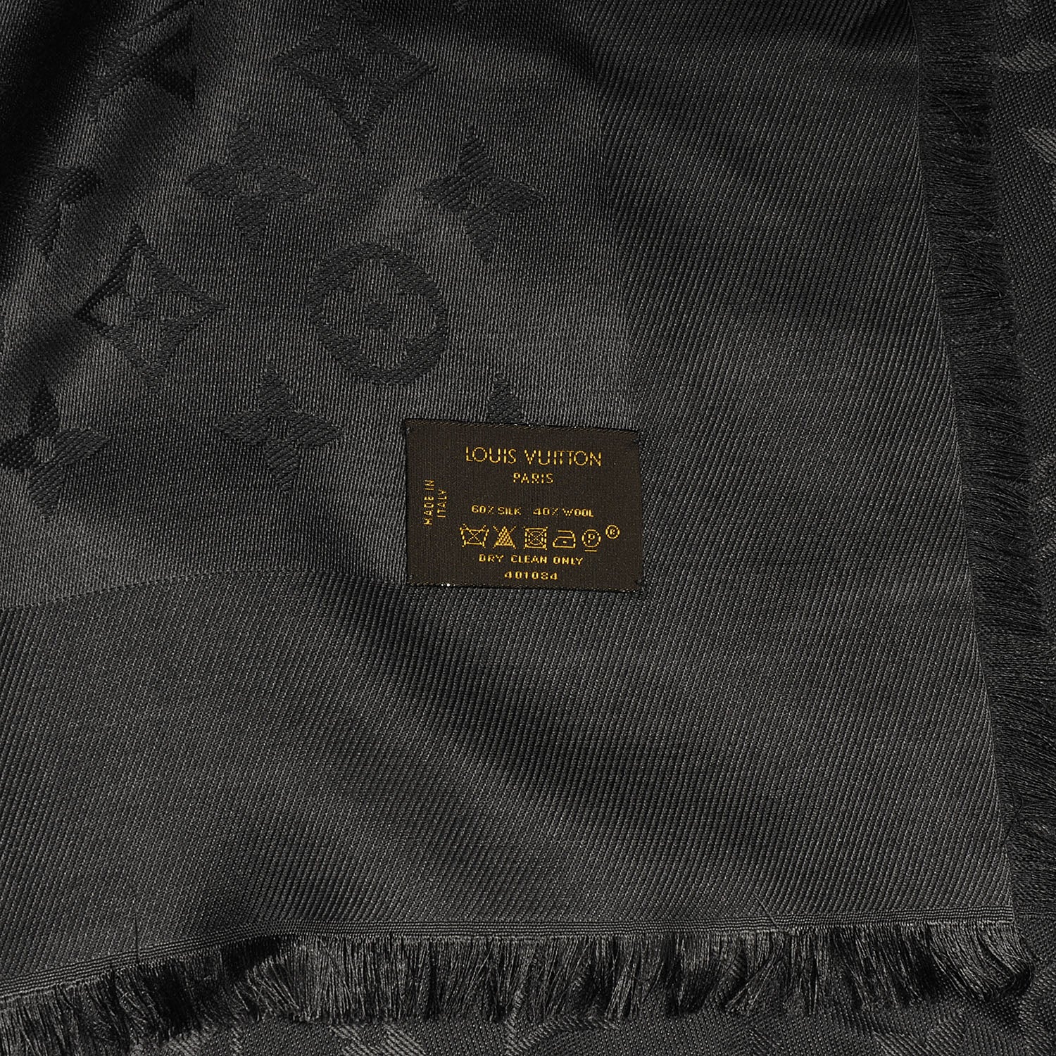 Louis Vuitton Wool Silk Monogram Shawl Anthracite 5 of 5