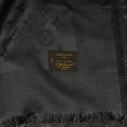 Louis Vuitton Wool Silk Monogram Shawl Anthracite 5 of 5