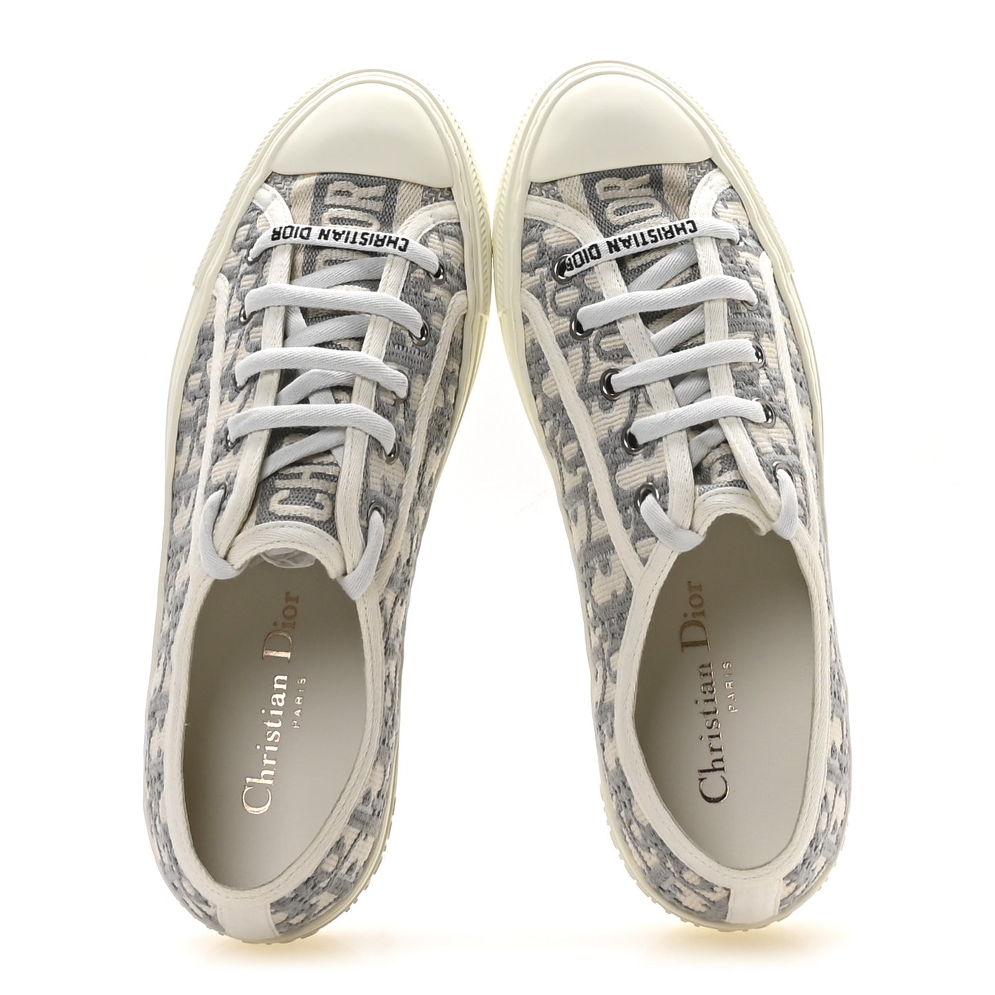 Canvas Oblique Walk'N'Dior Low Top Sneakers 37.5 Grey Stone