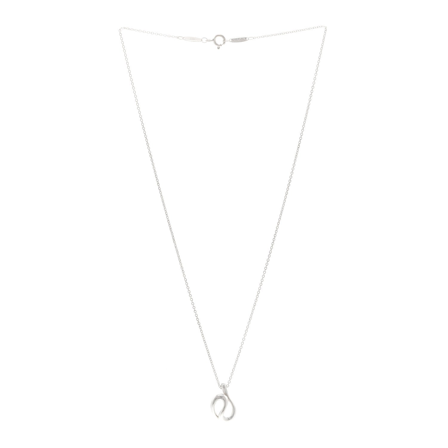 Tiffany Sterling Silver Elsa Peretti Open Wave Pendant Necklace 3 of 4