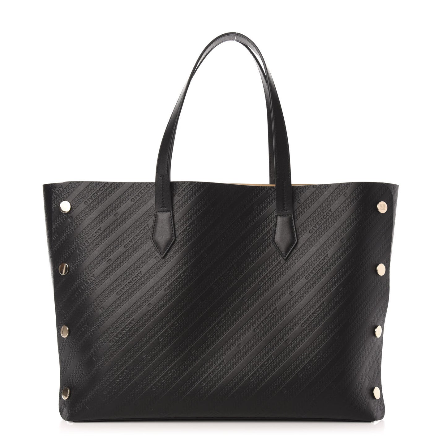 Calfskin Chain Embossed Medium Bond Shopper Tote Black