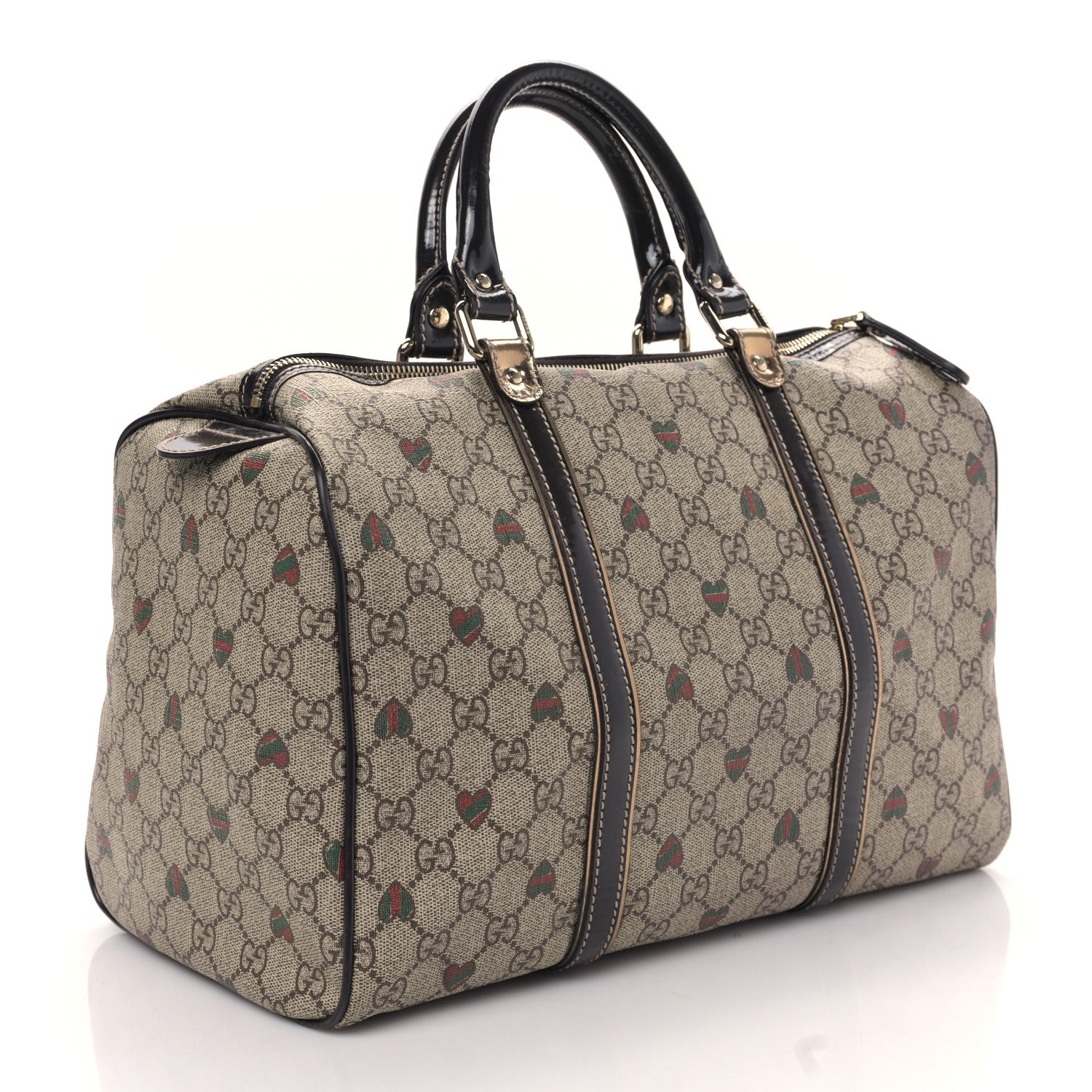 Gucci GG Plus Monogram Hearts Medium Joy Boston Dark Brown 3 of 9