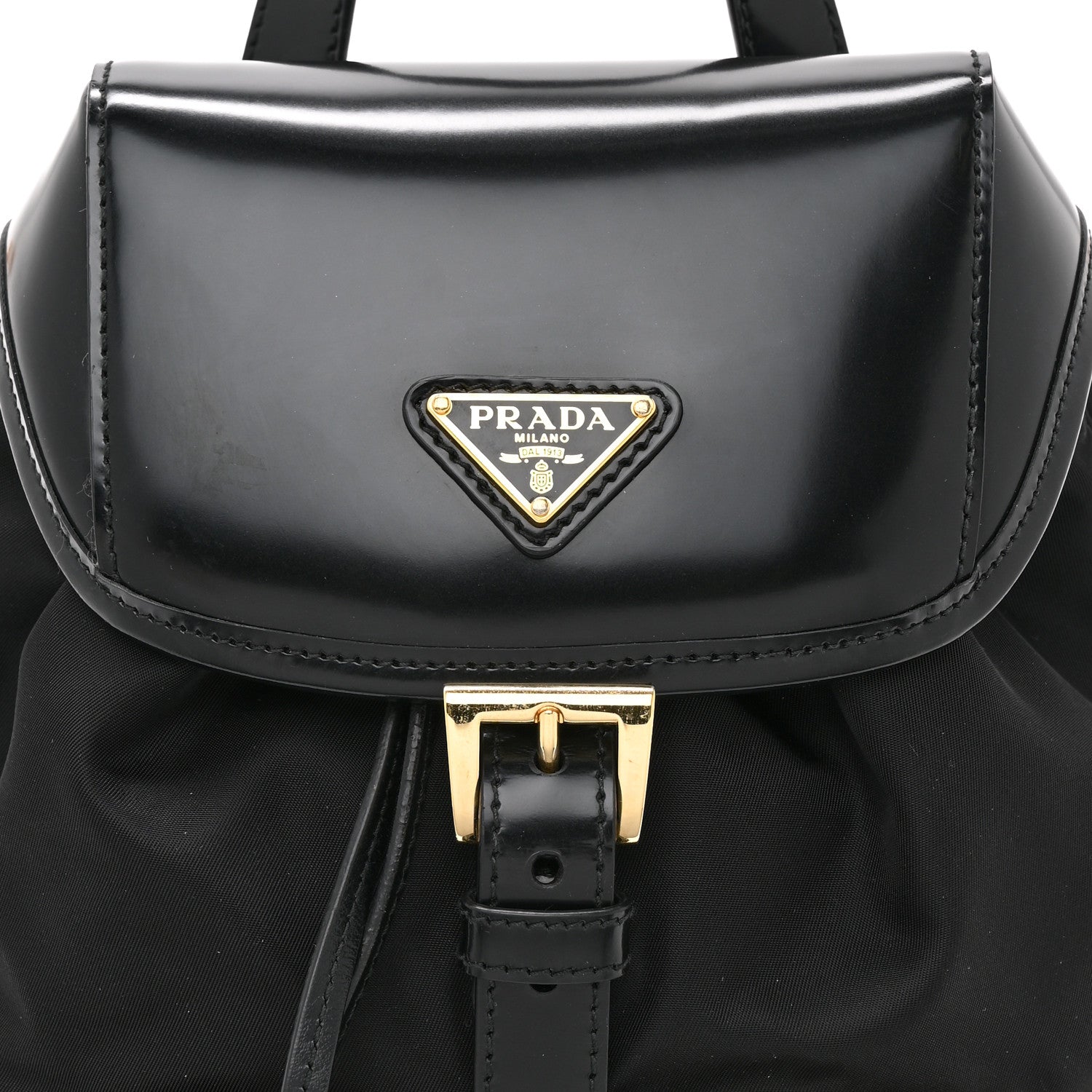 Prada Re-Nylon Tessuto Brushed Calfskin Backpack Black 9 of 11