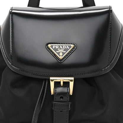 Prada Re-Nylon Tessuto Brushed Calfskin Backpack Black 9 of 11