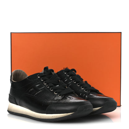 Hermes Patent Epsom Calfskin Trail Sneakers 37 Black 14 of 14