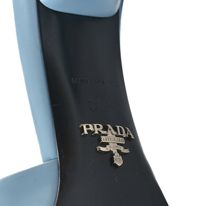 Prada Spazzolato Triangle Logo 65mm Slide Sandals 37.5 Celeste 6 of 7