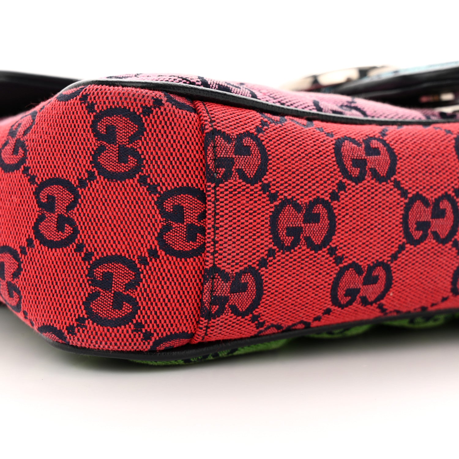 Gucci Monogram Multicolor Matelasse Diagonal Small GG Marmont Shoulder Bag Light Blue Pink Blue Green Red 9 of 12