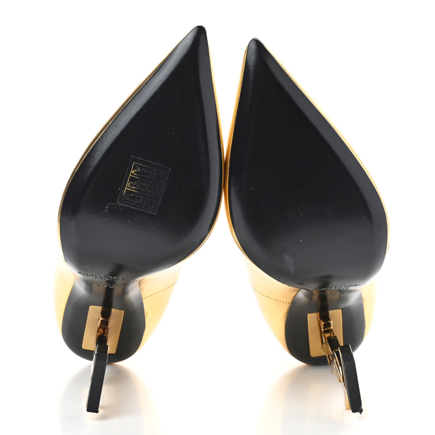 Metallic Calfskin Opyum 110 Pumps 37.5 Oro