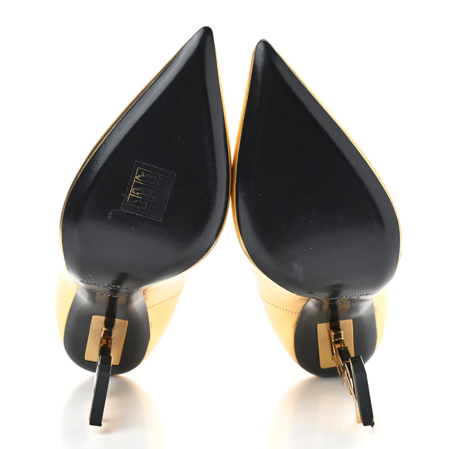 Saint Laurent Metallic Calfskin Opyum 110 Pumps 37.5 Oro 5 of 8
