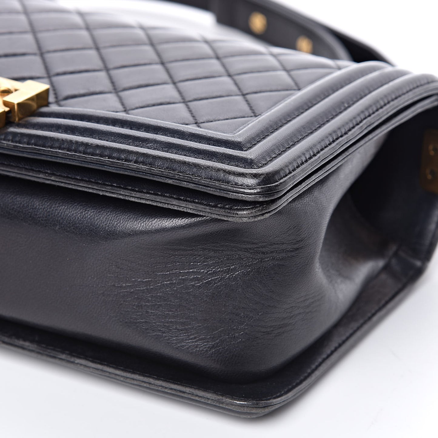 Lambskin Quilted Medium Boy Flap Black