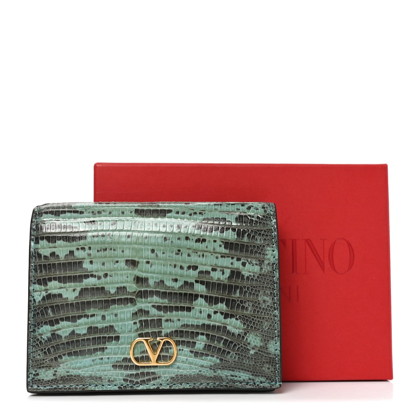 Lizard Embossed Vlogo Bi-Fold  Green