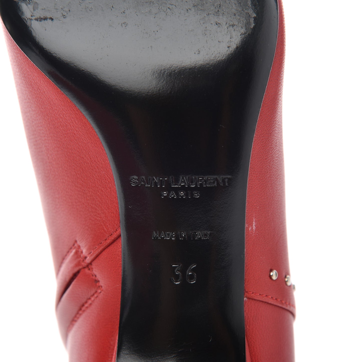 Calfskin Studded Charlotte 55 Boots 36 Red