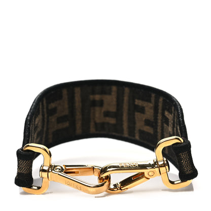 Fendi Fabric Jacquard FF 1974 Logo Threaded Edge Mini Strap You Tobacco Moro Black 1 of 3