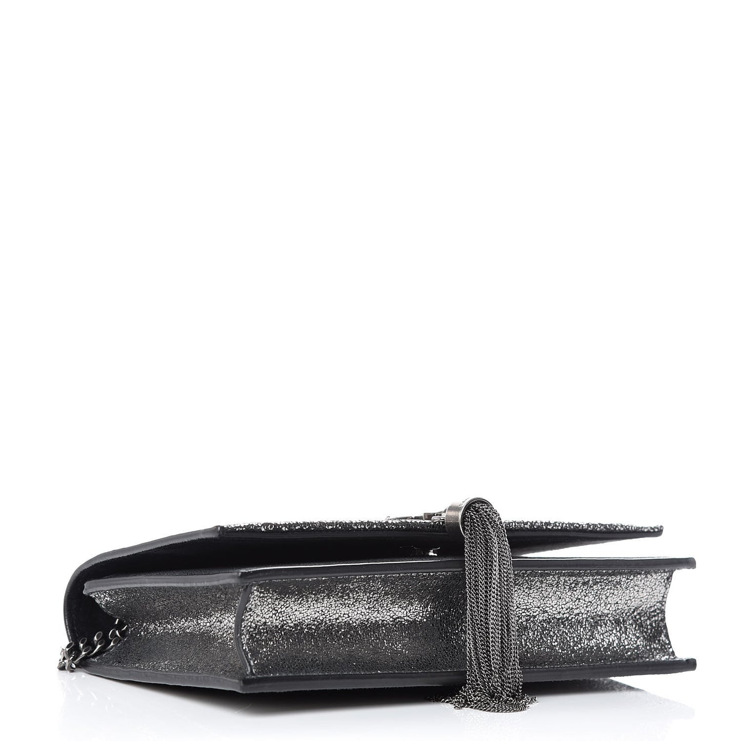 Metallic Suede Star 3D Monogram Tassel Chain Wallet Acciaio Black