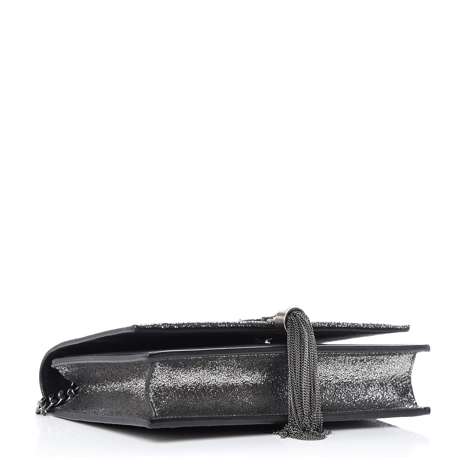 Saint Laurent Metallic Suede Star 3D Monogram Tassel Chain Wallet Acciaio Black 4 of 9