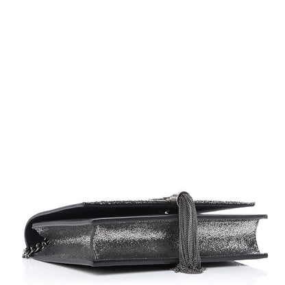 Saint Laurent Metallic Suede Star 3D Monogram Tassel Chain Wallet Acciaio Black 4 of 9