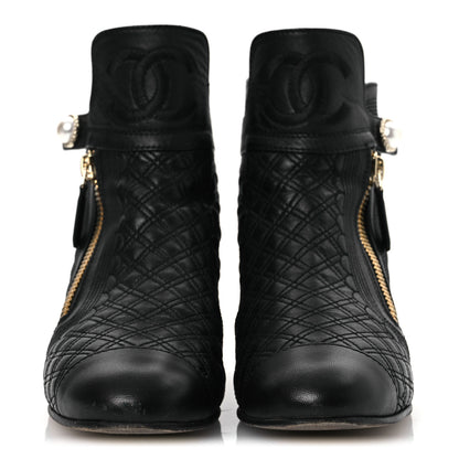 Chanel Lambskin Quilted Cap Toe Short Boots 36.5 Black 3 of 12