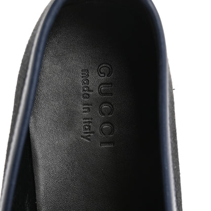 Gucci Canvas Horsebit Mens Jordaan Loafers 10.5 Black Blue Agata 7 of 13