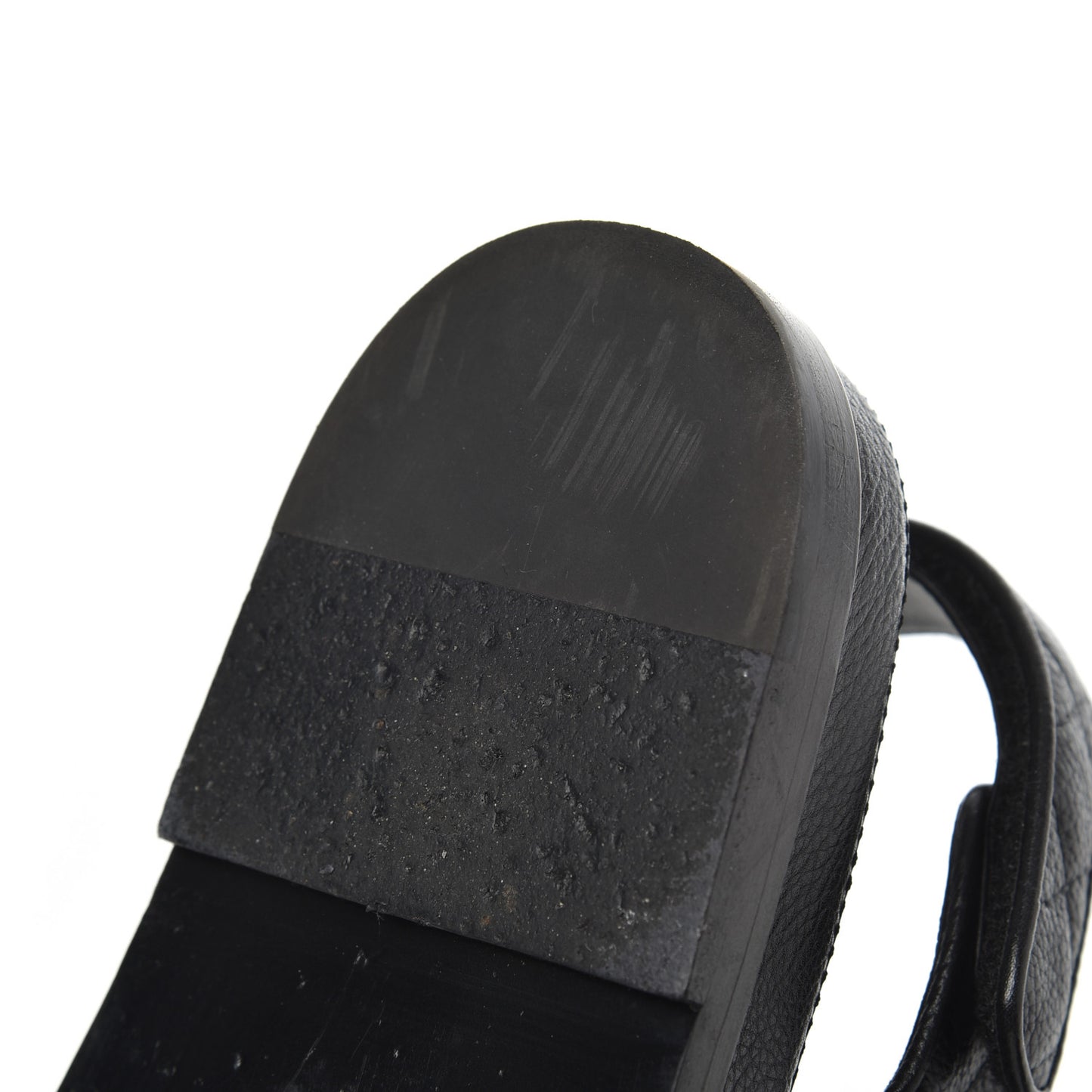 Grained Calfskin Velcro Dad Sandals 38 Black