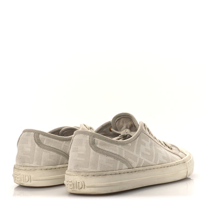 Fendi Woven Fabric FF Womens Domino Low Top Sneakers 39 White Beige 5 of 14