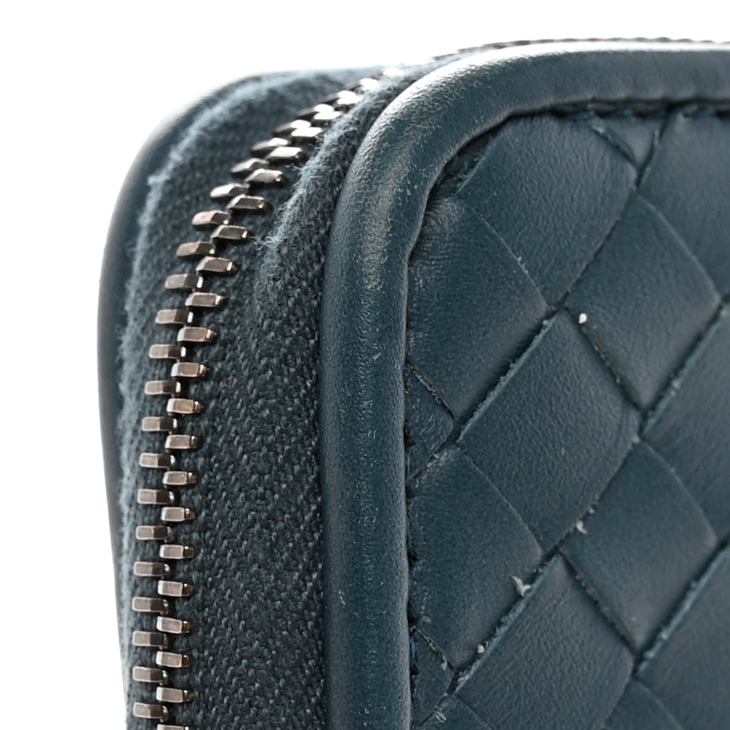 Nappa Intrecciato Zip Around Wallet Blue