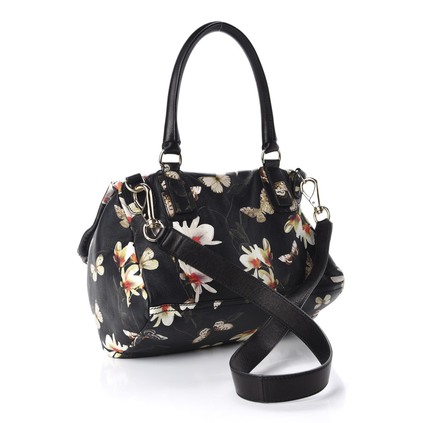 Lambskin Magnolia Print Medium Pandora Black