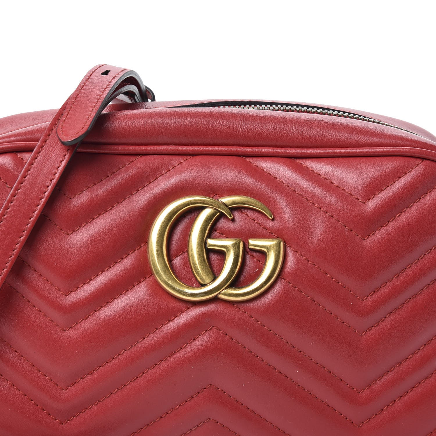 Gucci Calfskin Matelasse Small GG Marmont Chain Shoulder Bag Hibiscus Red 9 of 10