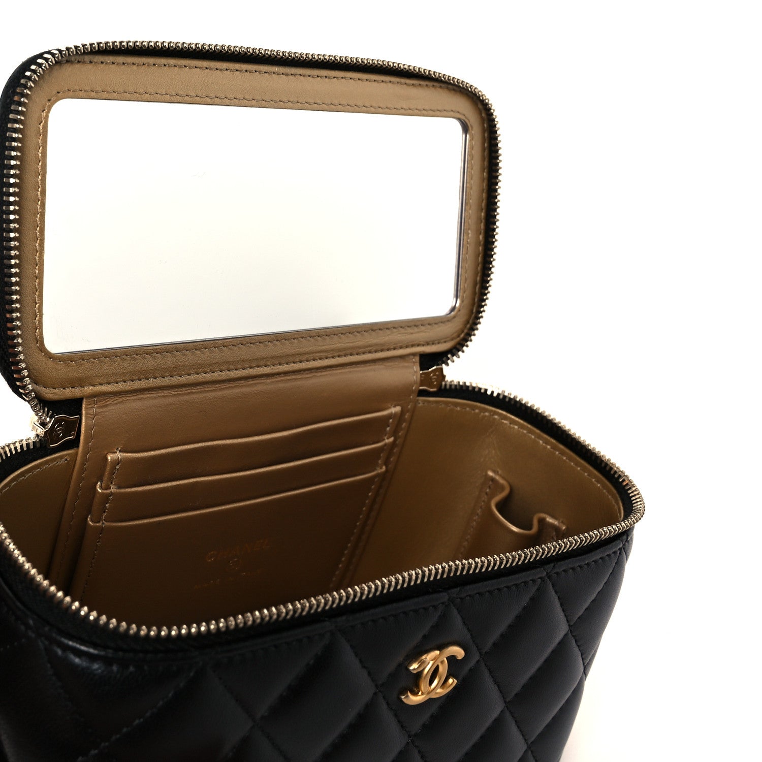 Chanel Lambskin Quilted Small Pearl Crush Vanity Case With Chain Black 8 of 12
