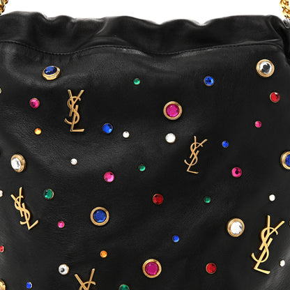 Saint Laurent Lambskin Charm Studded Teddy Drawstring Bag Black 8 of 11